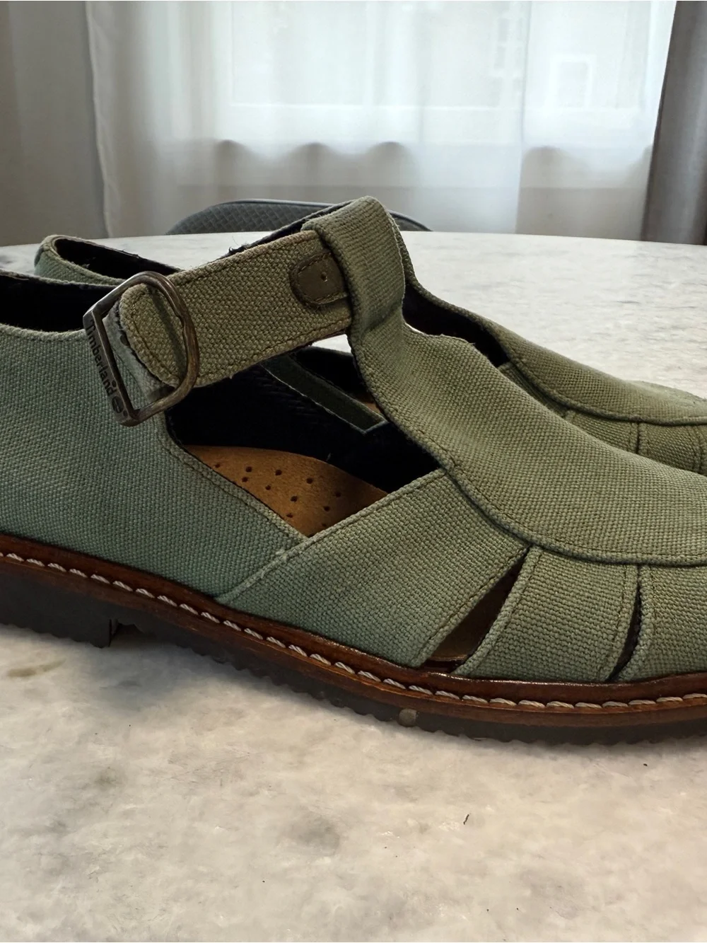 Timberland Women’s Olive Green Canvas Fisherman Sandals